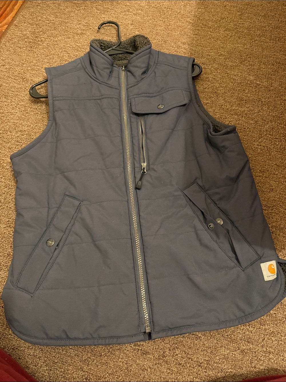 Carhartt Navy Quilted Sherpa-Lined Work Vest